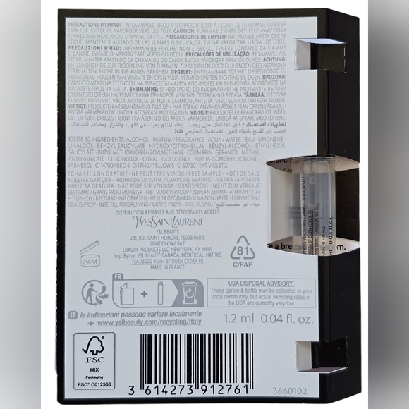 Yves Saint Laurent YSL Black Makeup Wristlet w/Gold Chain And Parfum Sample, New - Picture 10 of 10